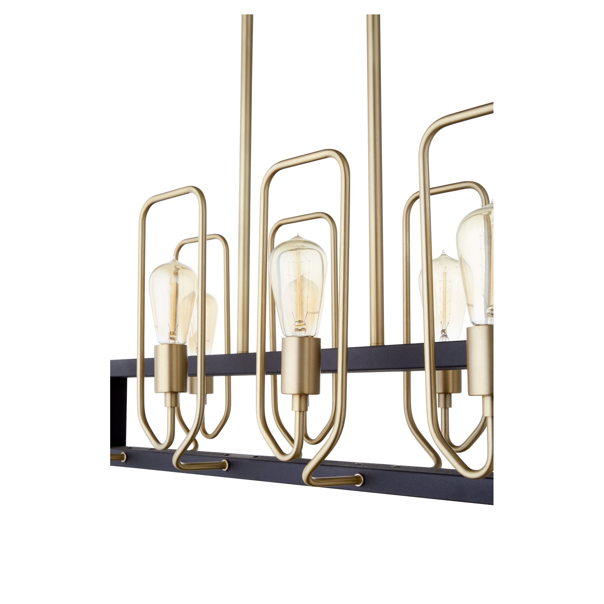 Quorum Howe 66-8-6980 Chandelier - Textured Black W/ Aged Brass