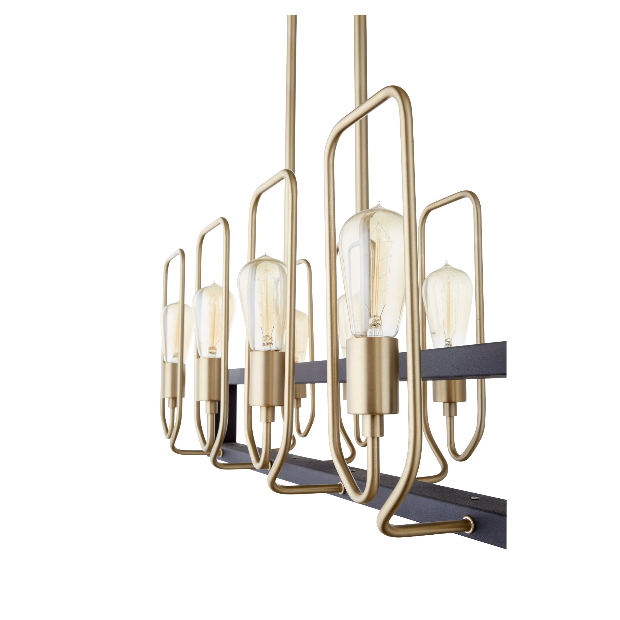 Quorum Howe 66-8-6980 Chandelier - Textured Black W/ Aged Brass