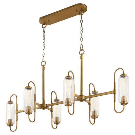 Quorum 6615-6-47 Pendant, UL Damp Rated, Brushed Brass