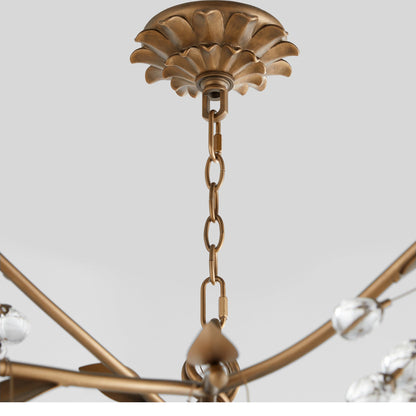Quorum 670-8-46 Chandelier, UL Damp Rated, Natural Brass