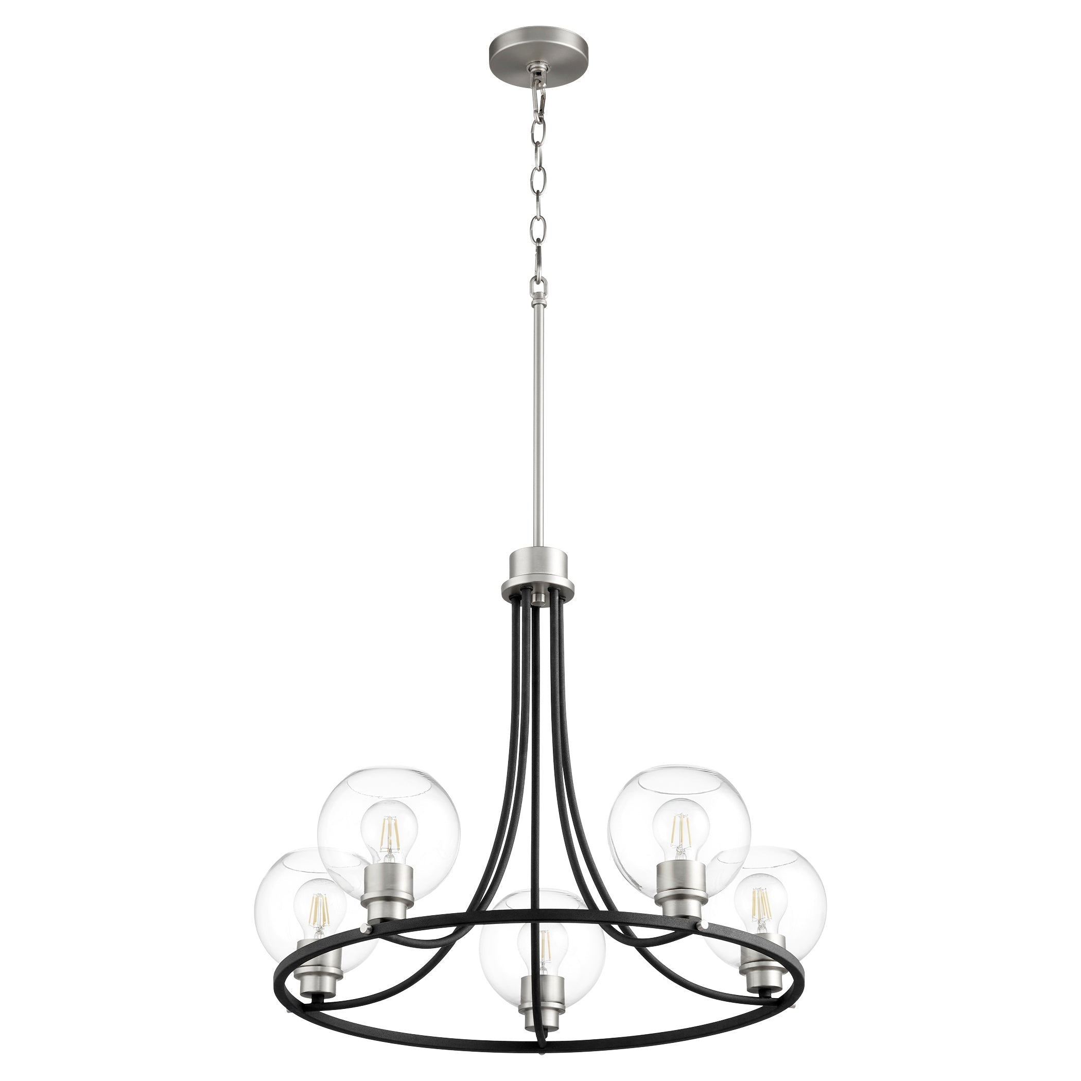 Quorum Clarion 672-5-6965 Chandelier - Textured Black W/ Satin Nickel