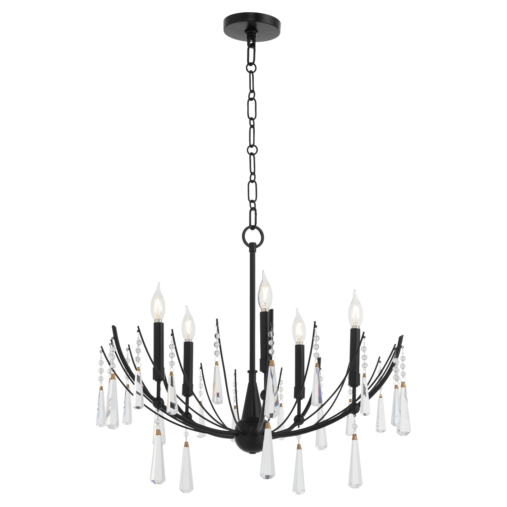 Quorum Eloise 673-5-59 Chandelier, UL Damp Rated, Matte Black