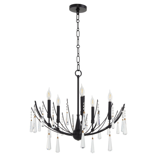 Quorum Eloise 673-5-59 Chandelier, UL Damp Rated, Matte Black