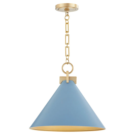 Quorum Jackson 68-16-1280 Pendant - Blue W/ Aged Brass