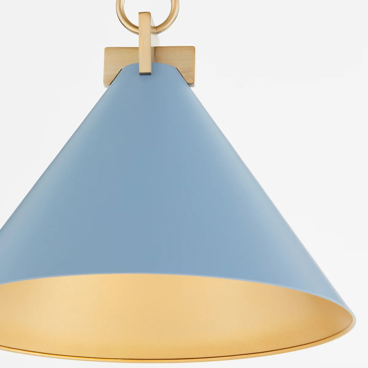 Quorum JACKSON 68-16-1280 Cone Conical Shade Pendant Light, Mid-Century Modern - Blue, Aged Brass
