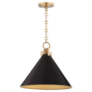 Quorum Jackson 68-16-5980 Pendant - Matte Black W/ Aged Brass