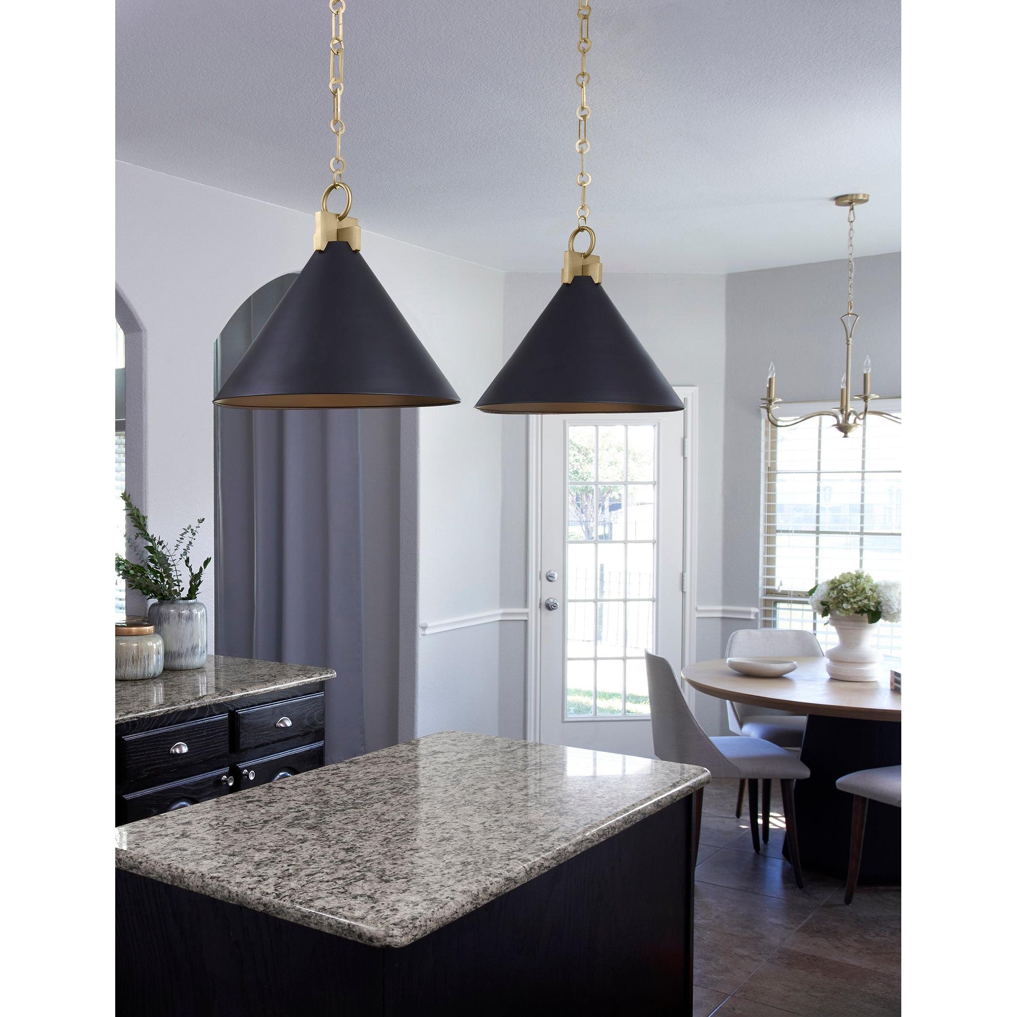 Quorum Jackson 68-16-5980 Pendant - Matte Black W/ Aged Brass