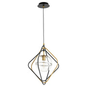 Quorum 6802-6980 Pendant - Textured Black W/ Aged Brass