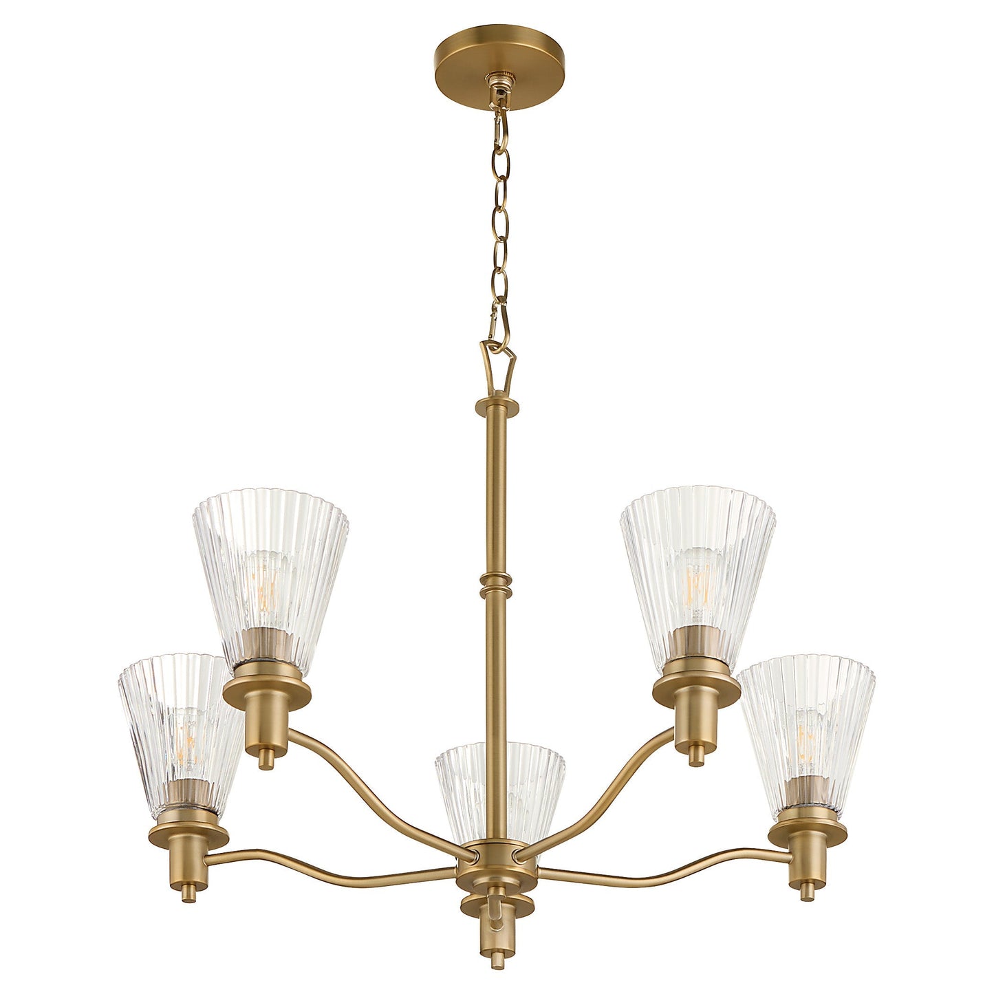 Quorum Lawton 6803-5-47 Chandelier, UL Damp Rated, Brushed Brass