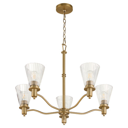 Quorum Lawton 6803-5-47 Chandelier, UL Damp Rated, Brushed Brass