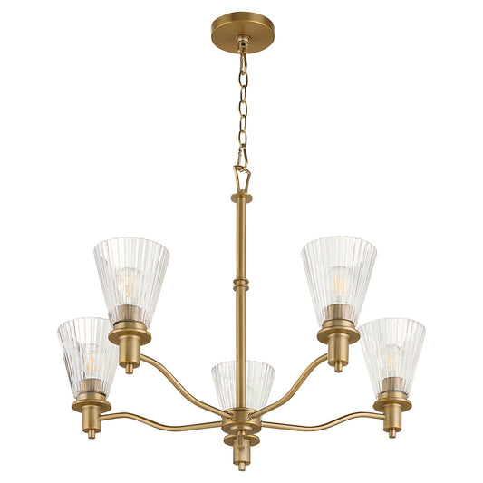 Quorum Lawton 6803-5-47 Chandelier, UL Damp Rated, Brushed Brass
