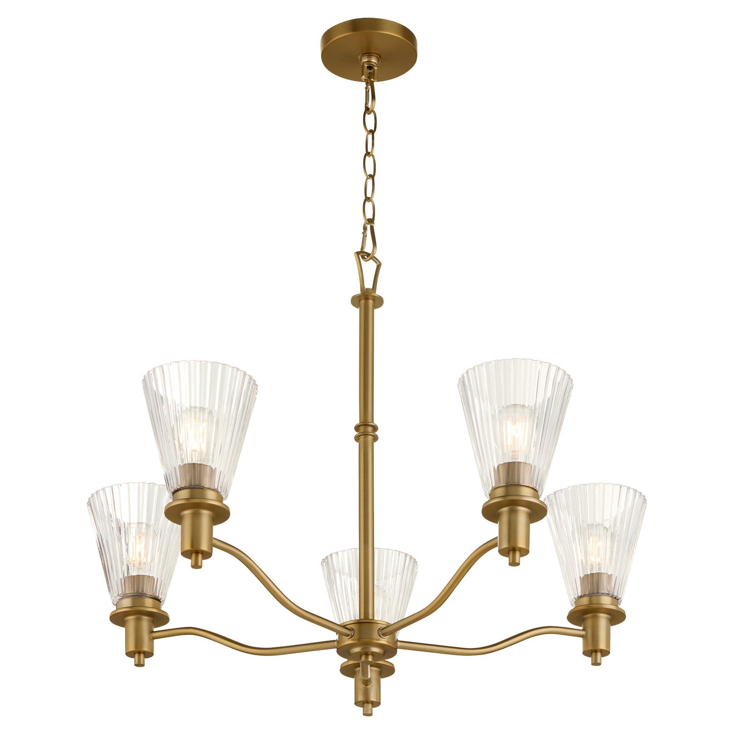 Quorum Lawton 6803-5-47 Chandelier, UL Damp Rated, Brushed Brass
