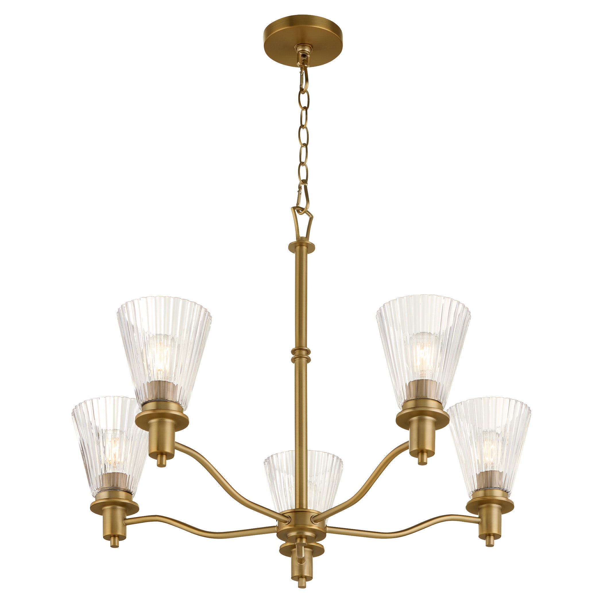 Quorum Lawton 6803-5-47 Chandelier, UL Damp Rated, Brushed Brass