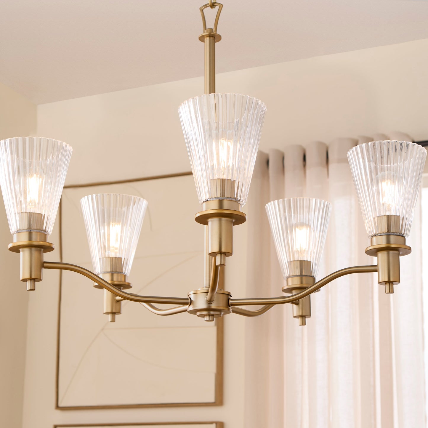 Quorum Lawton 6803-5-47 Chandelier, UL Damp Rated, Brushed Brass