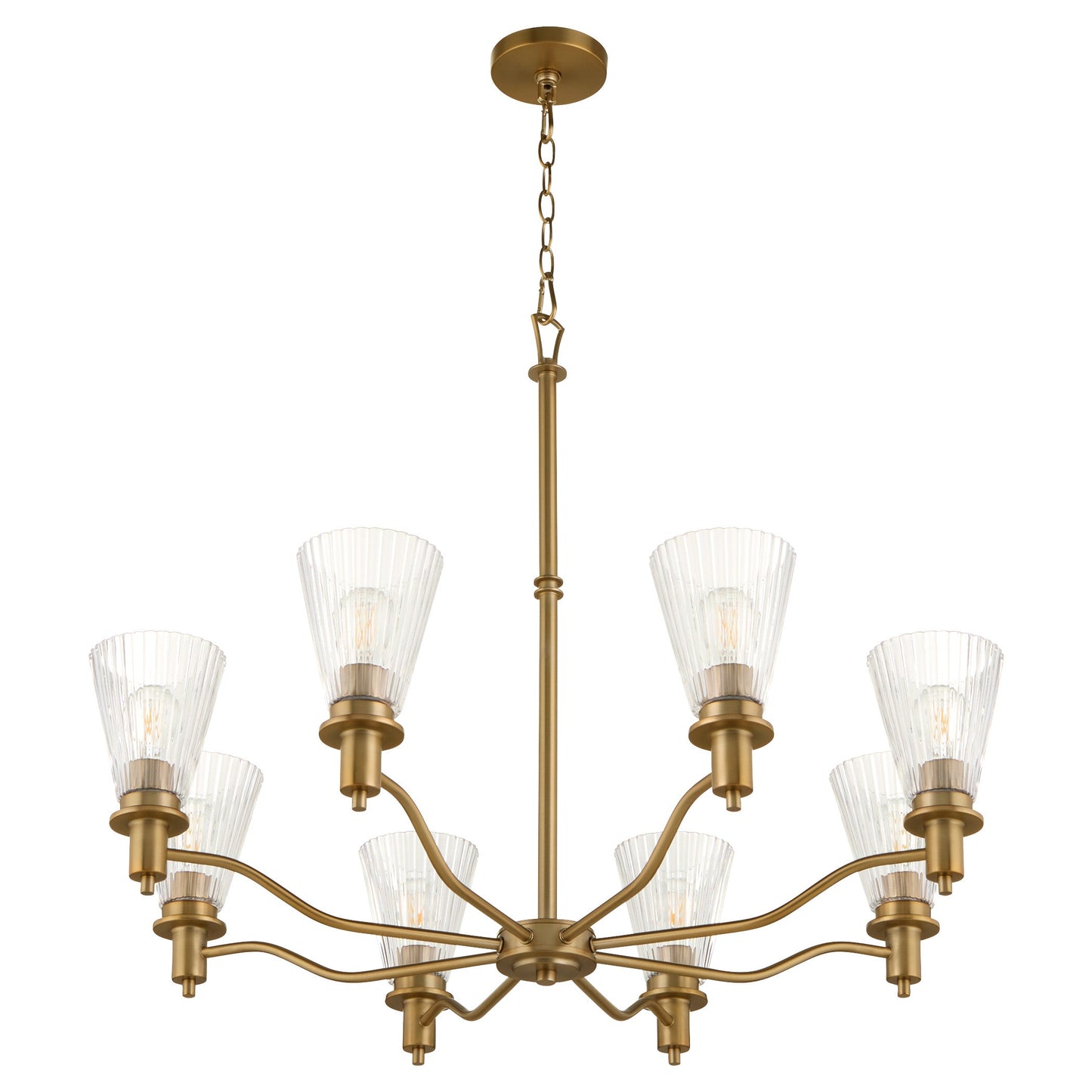 Quorum 6803-8-47 Chandelier, UL Damp Rated, Brushed Brass