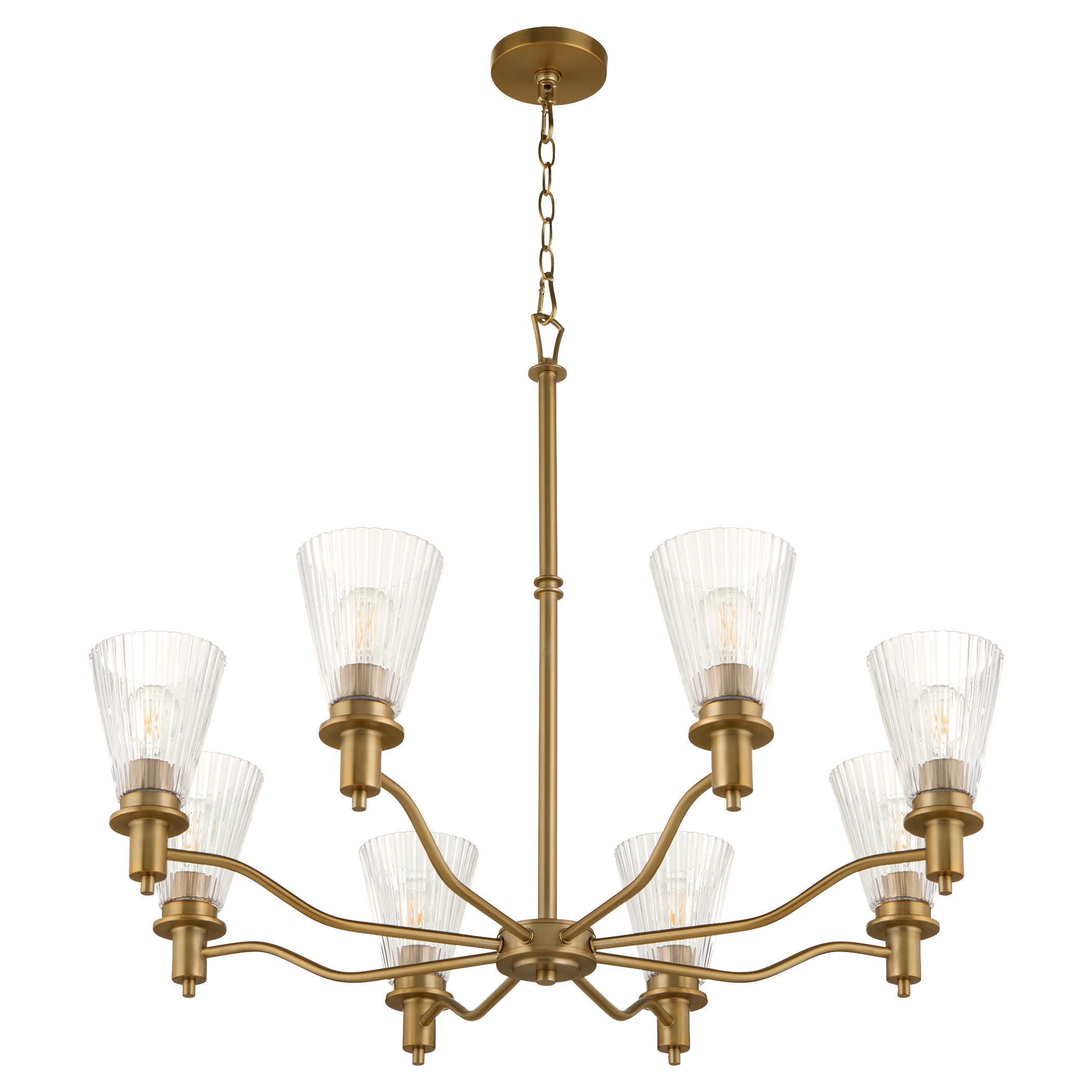 Quorum 6803-8-47 Chandelier, UL Damp Rated, Brushed Brass