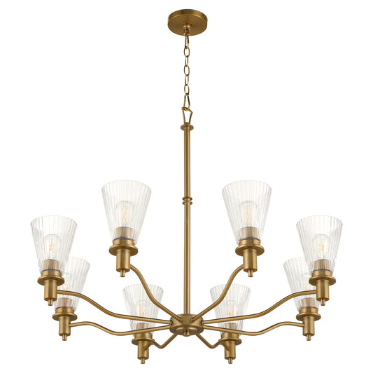 Quorum 6803-8-47 Chandelier, UL Damp Rated, Brushed Brass
