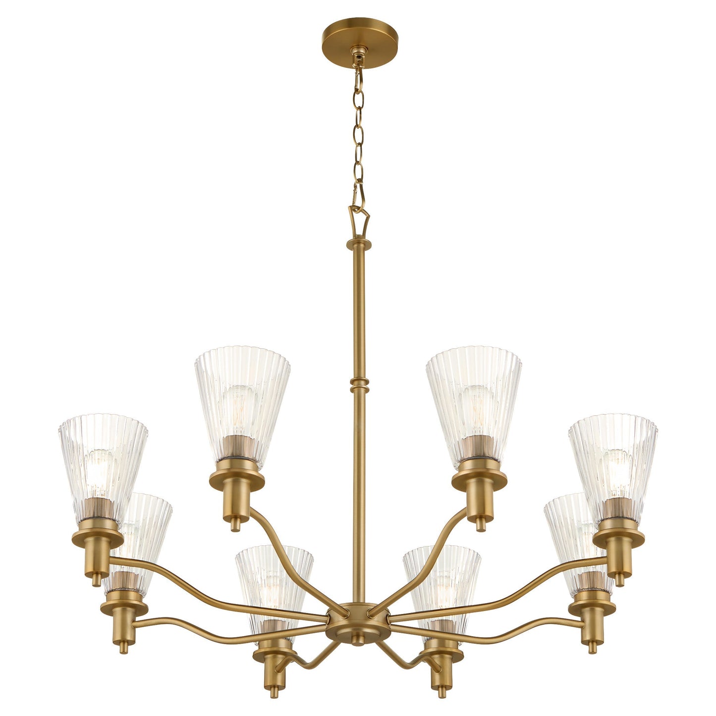 Quorum 6803-8-47 Chandelier, UL Damp Rated, Brushed Brass