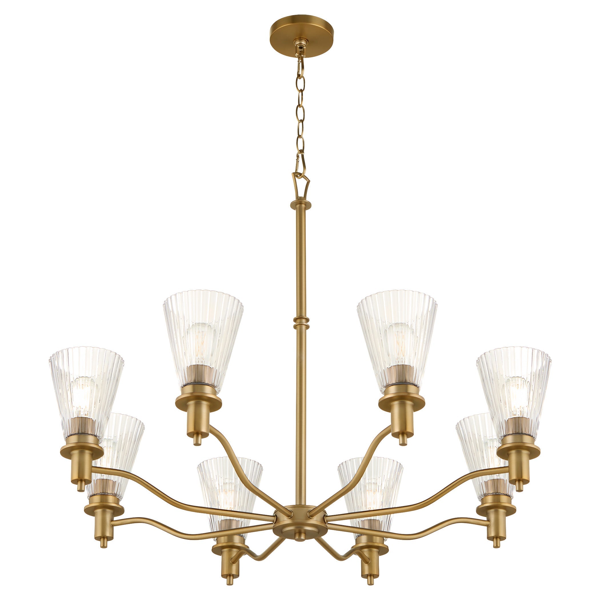 Quorum 6803-8-47 Chandelier, UL Damp Rated, Brushed Brass