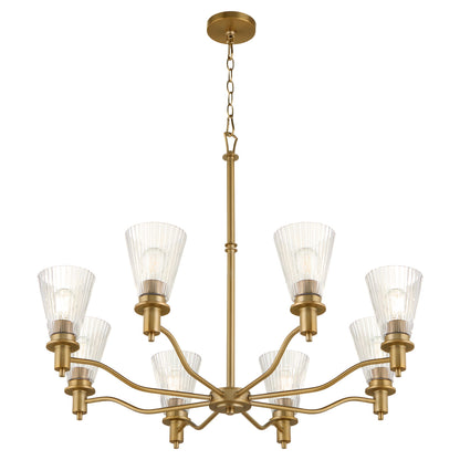 Quorum 6803-8-47 Chandelier, UL Damp Rated, Brushed Brass