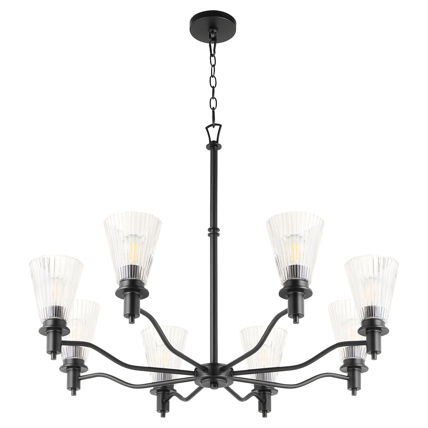 Quorum 6803-8-59 Chandelier, UL Damp Rated, Matte Black