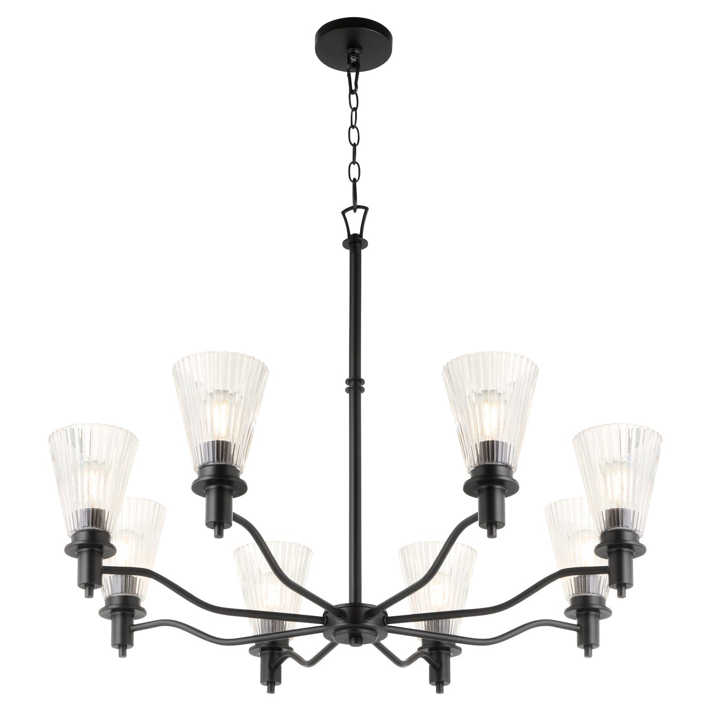Quorum 6803-8-59 Chandelier, UL Damp Rated, Matte Black