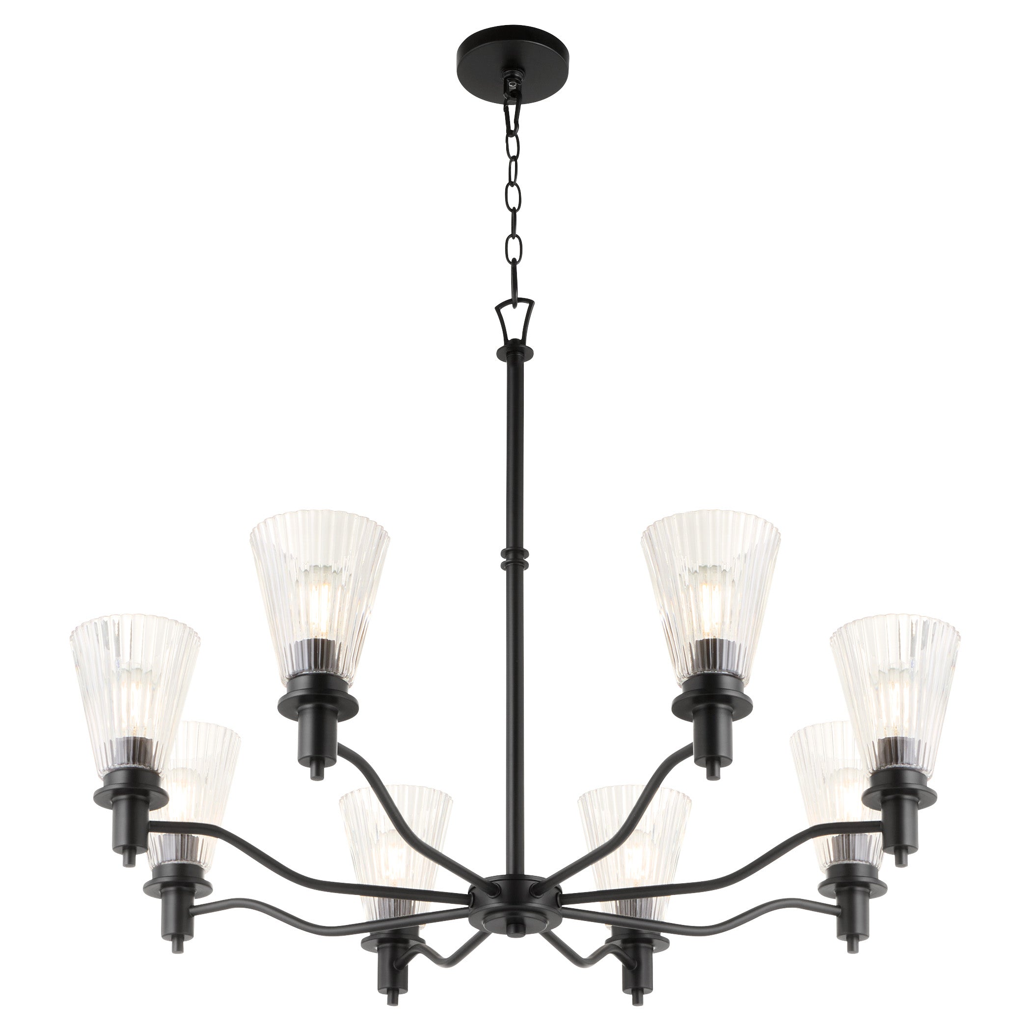 Quorum 6803-8-59 Chandelier, UL Damp Rated, Matte Black