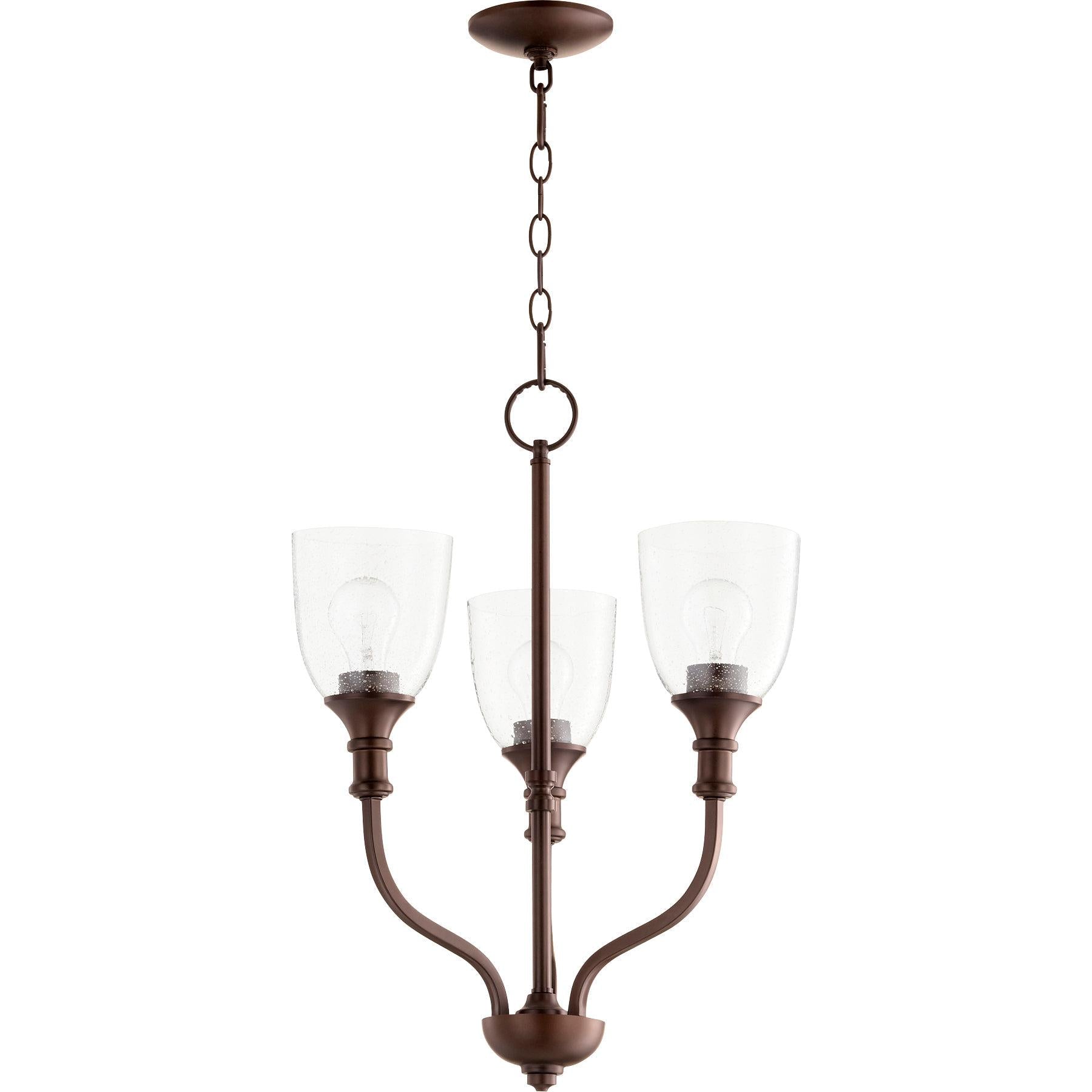 Quorum Richmond 6811-3-186 Chandelier - Oiled Bronze W/ Clear/seeded