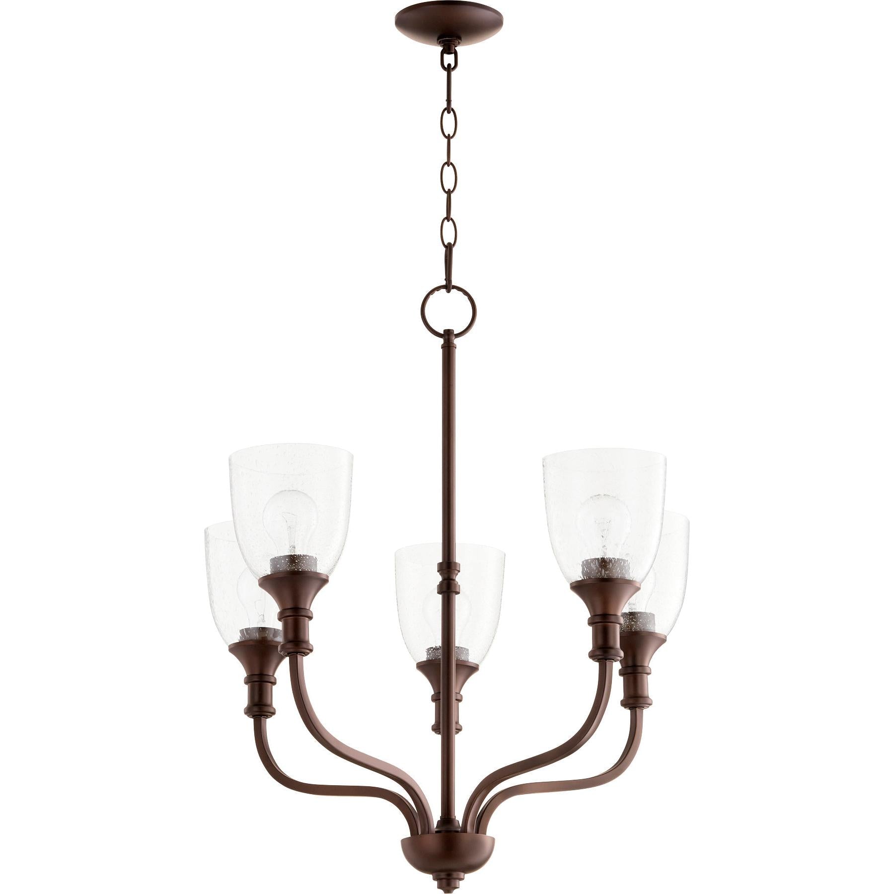 Quorum Richmond 6811-5-186 Chandelier - Oiled Bronze W/ Clear/seeded