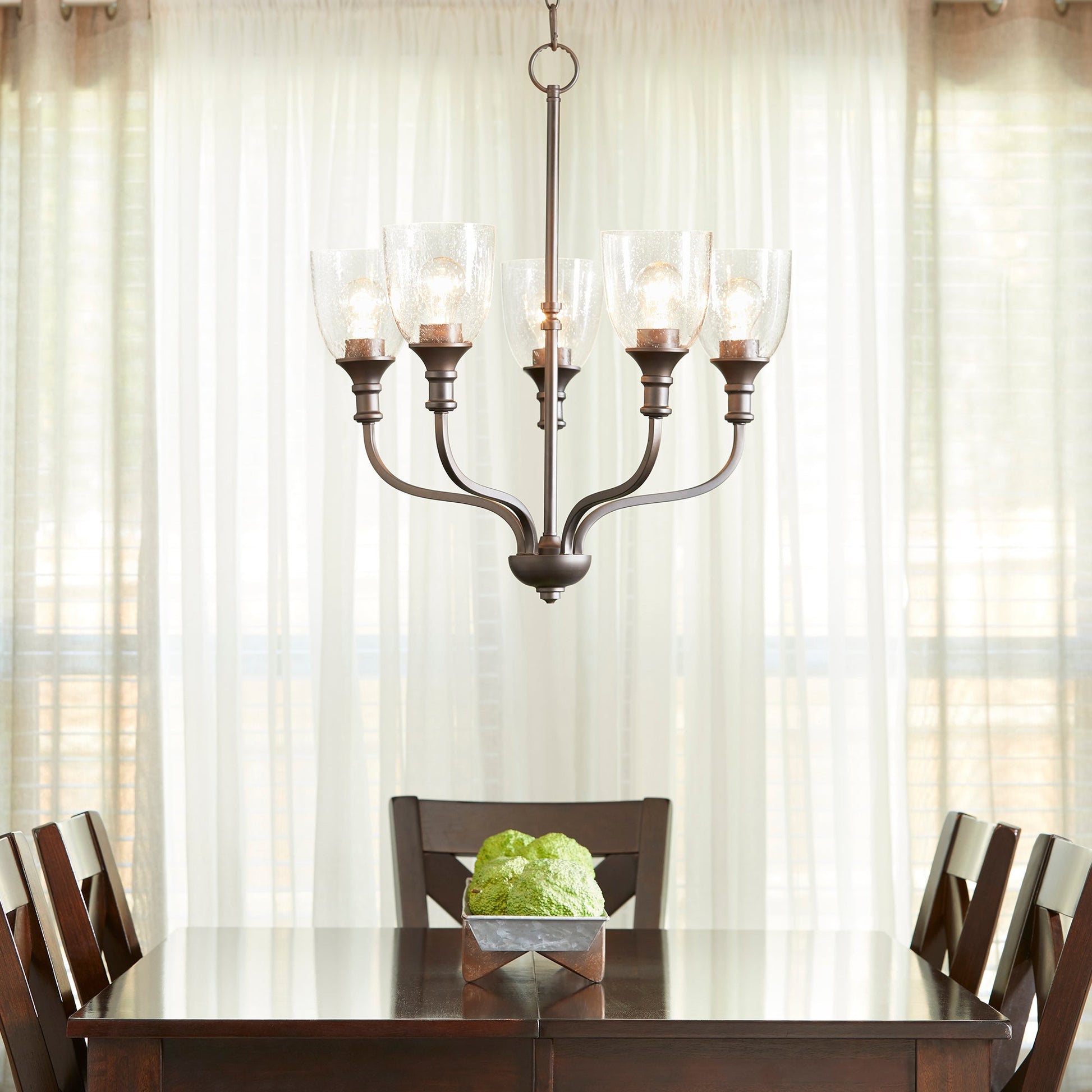 Quorum Richmond 6811-5-186 Chandelier - Oiled Bronze W/ Clear/seeded