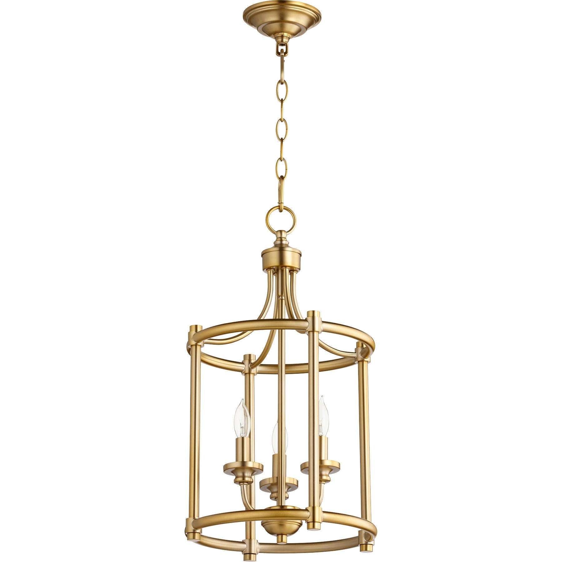 Quorum Rossington 6822-3-80 Entry Pendant Chandelier Light - Aged Brass