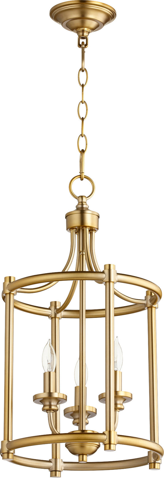 Quorum Rossington 6822-3-80 Entry Pendant Chandelier Light - Aged Brass