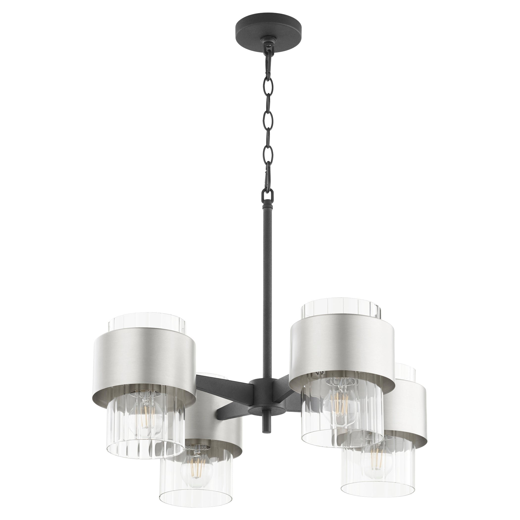 Quorum Epsilon 683-4-6965 Chandelier - Textured Black W/ Satin Nickel