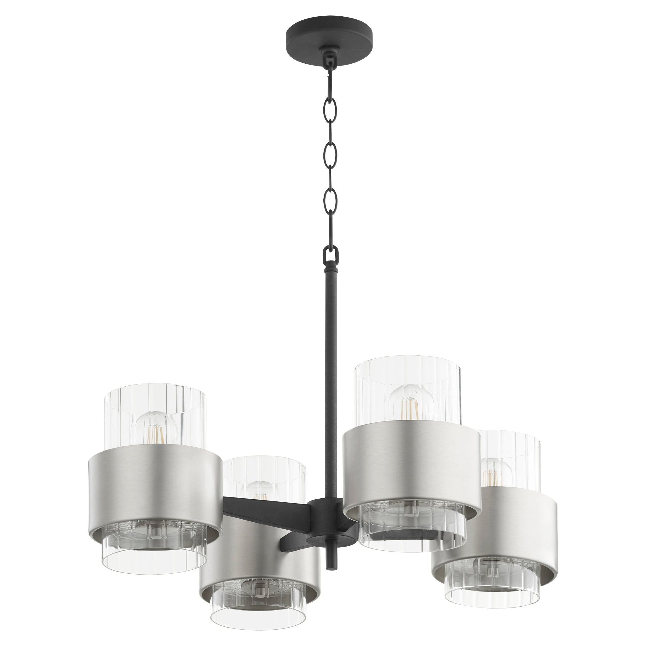 Quorum Epsilon 683-4-6965 Chandelier - Textured Black W/ Satin Nickel