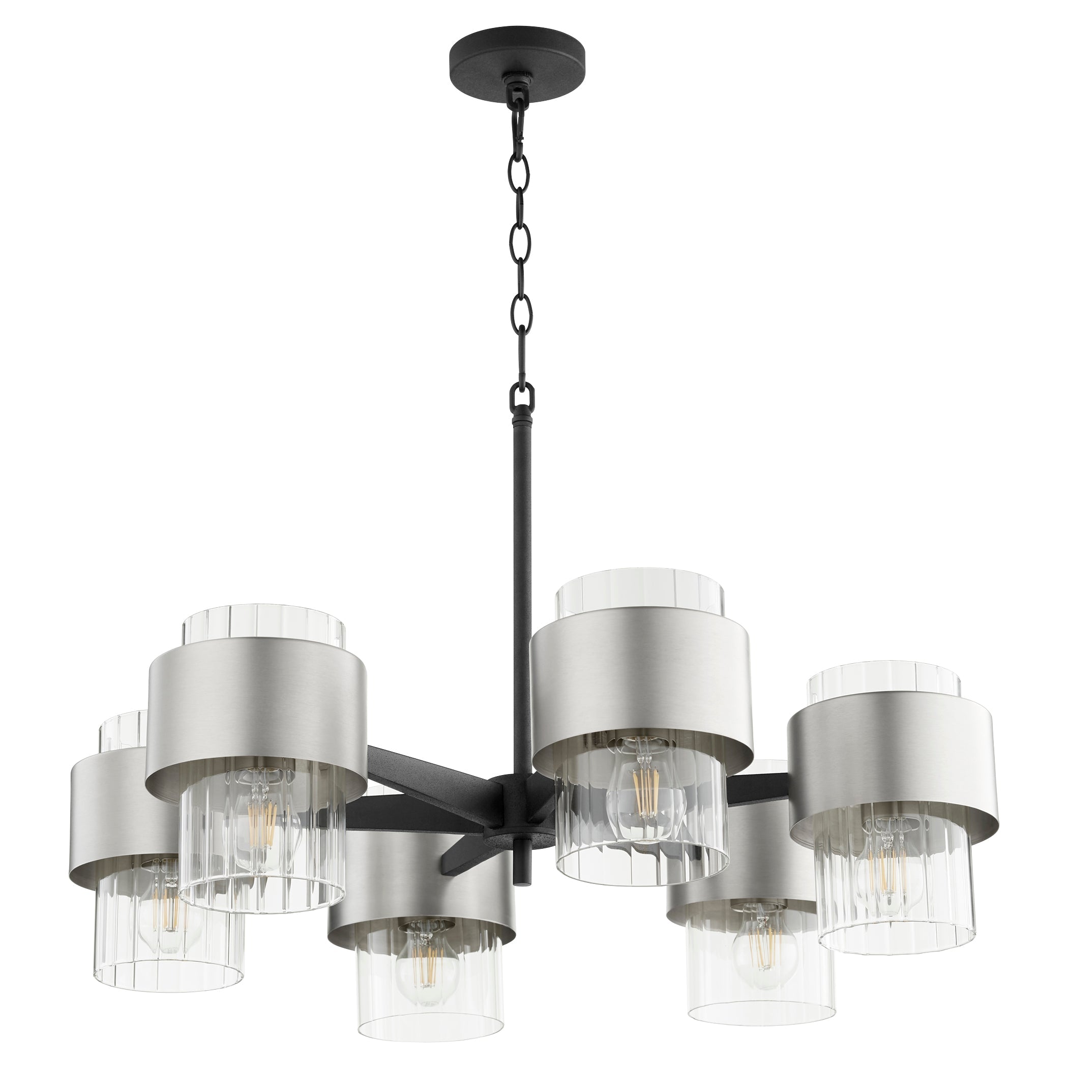 Quorum Epsilon 683-6-6965 Chandelier - Textured Black W/ Satin Nickel