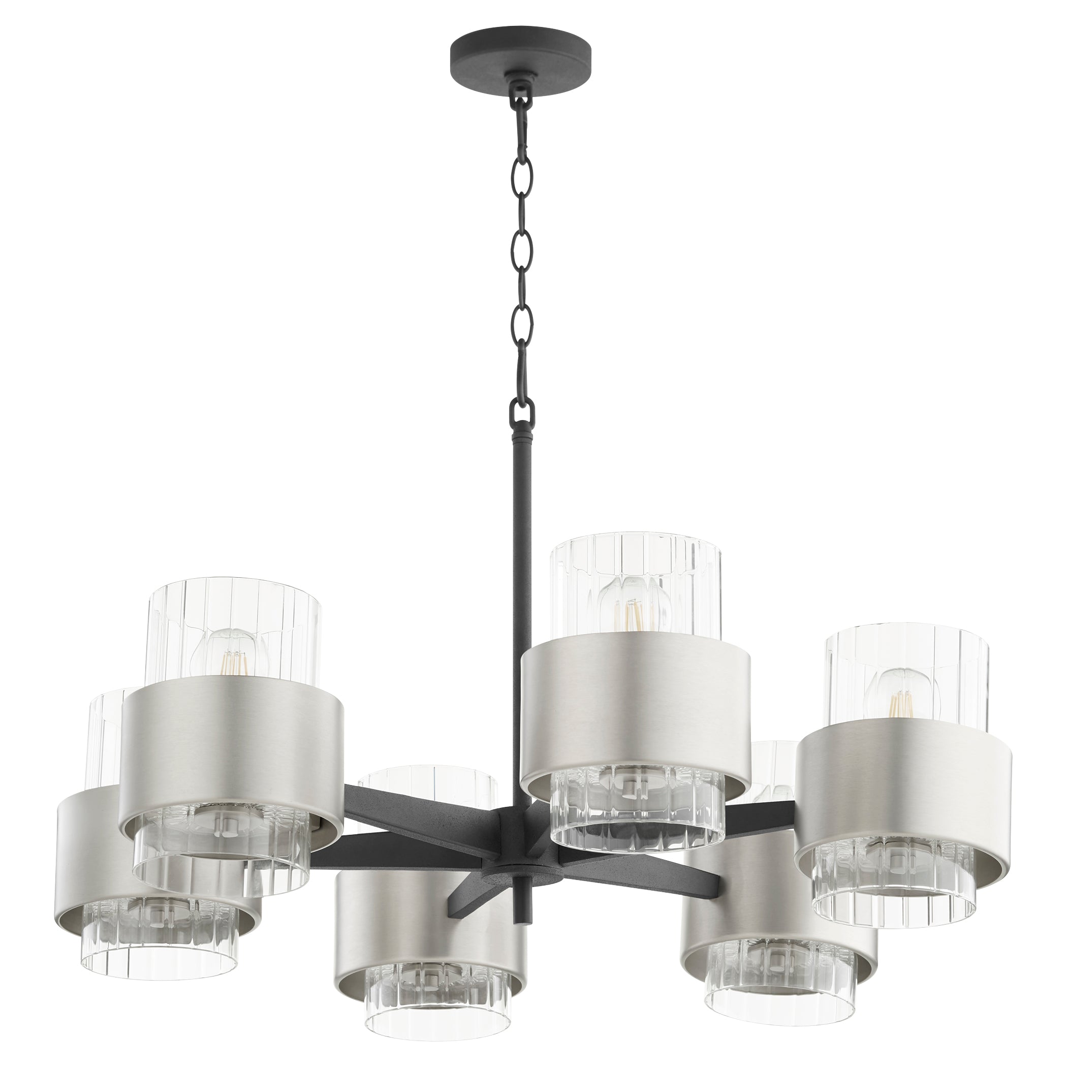 Quorum Epsilon 683-6-6965 Chandelier - Textured Black W/ Satin Nickel