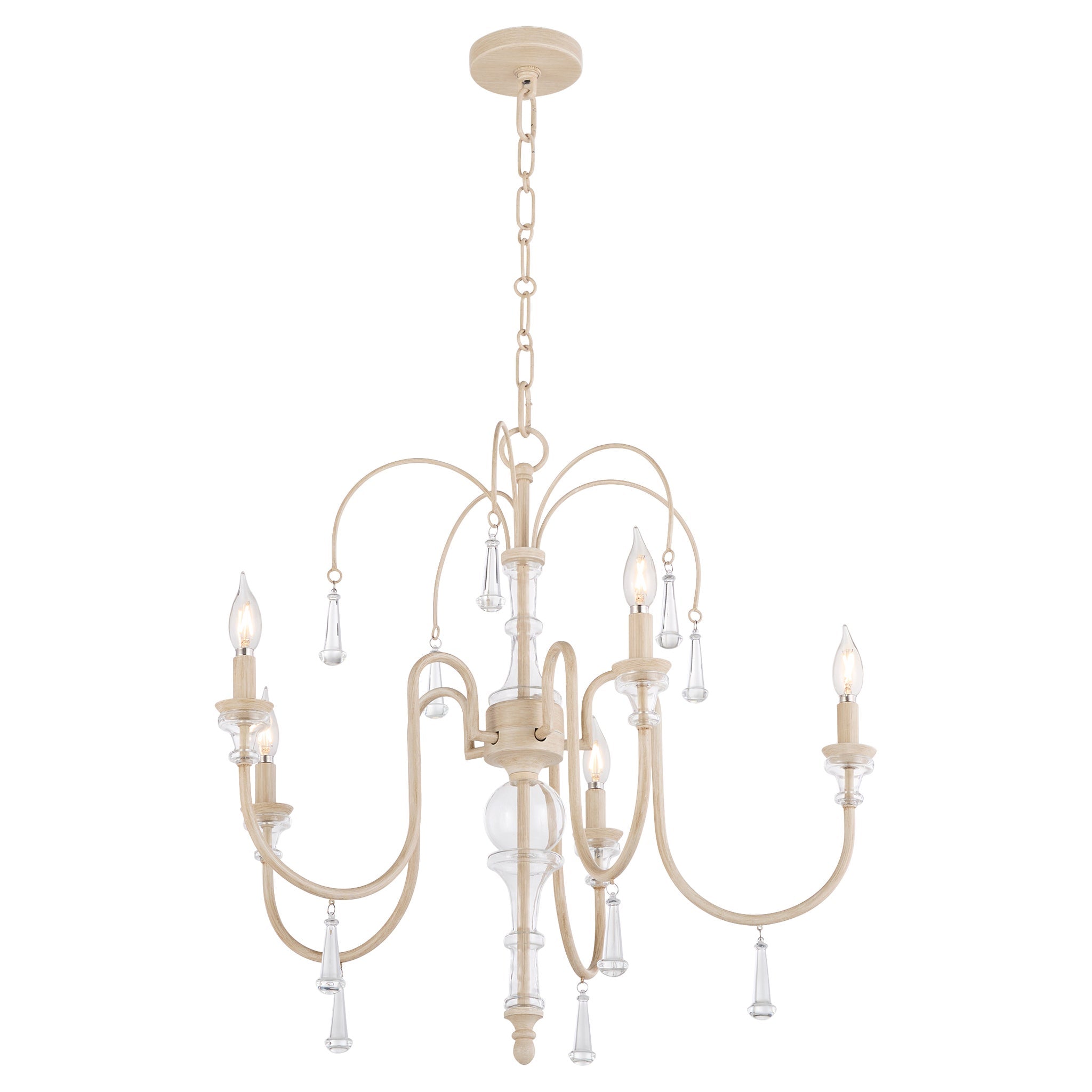 Quorum 685-5-52 Chandelier, UL Damp Rated, Washed Oak
