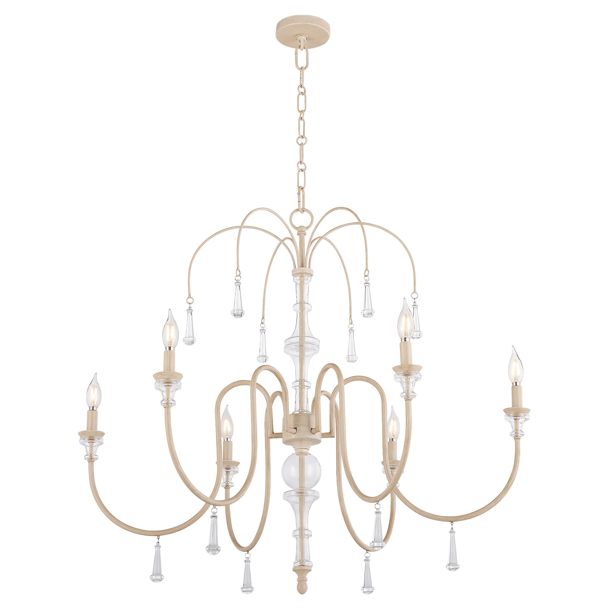 Quorum 685-6-52 Chandelier, UL Damp Rated, Washed Oak