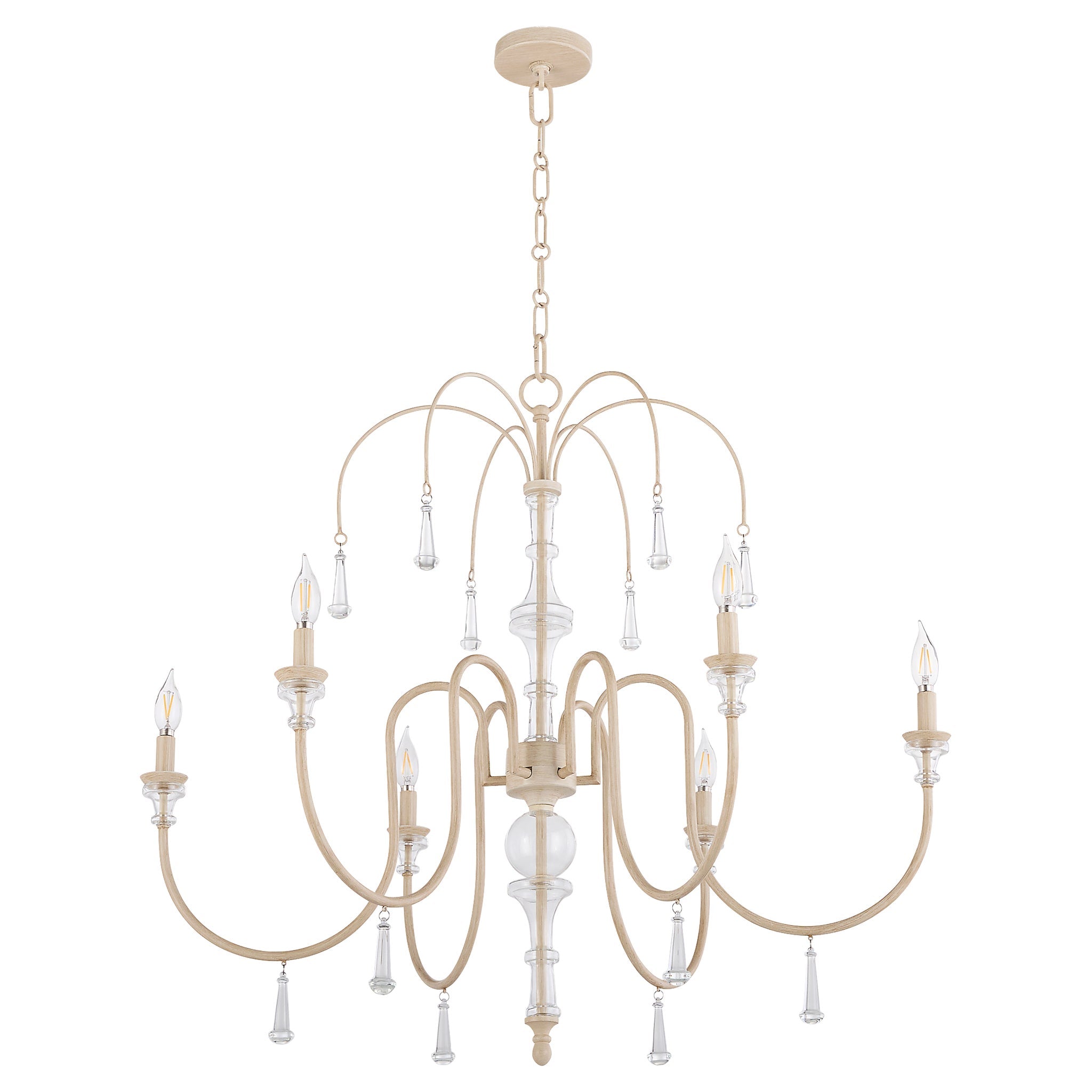 Quorum 685-6-52 Chandelier, UL Damp Rated, Washed Oak