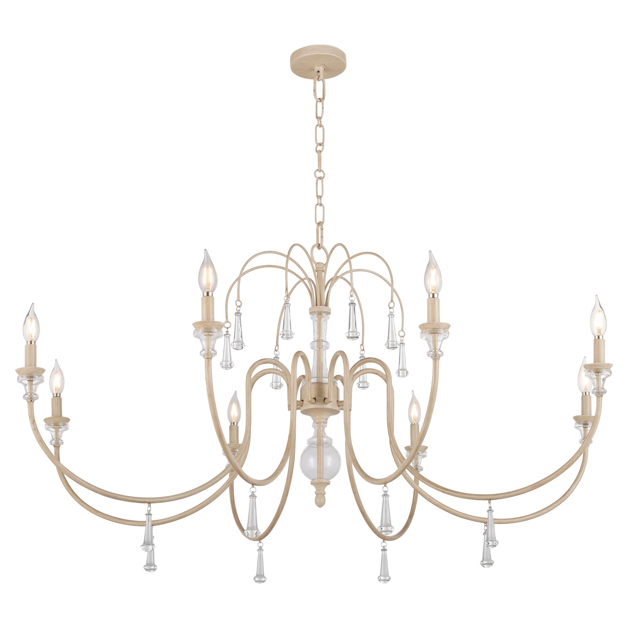 Quorum 686-8-52 Chandelier, UL Damp Rated, Washed Oak