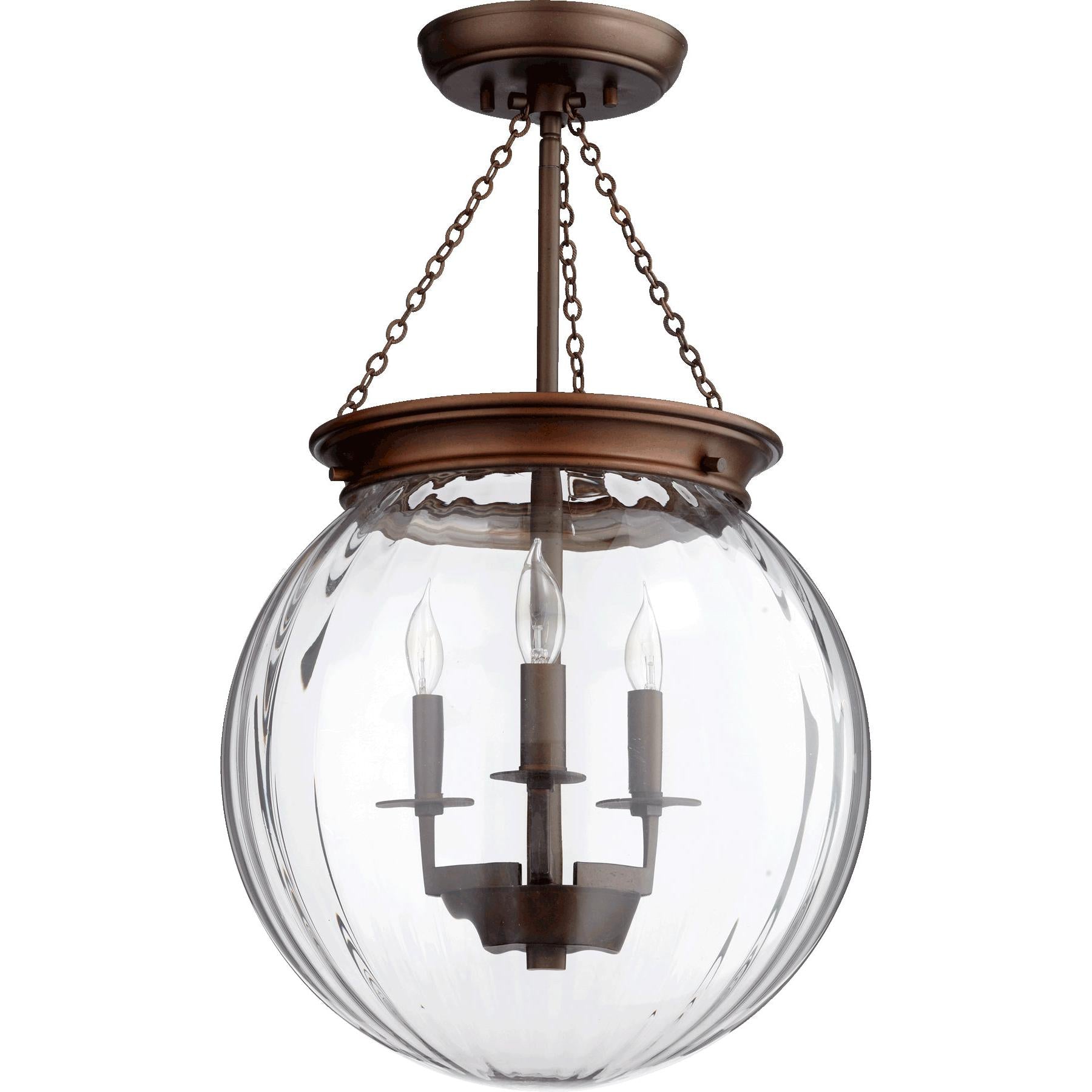 Quorum 6920-3-86 Pendant - Oiled Bronze W/ Clear