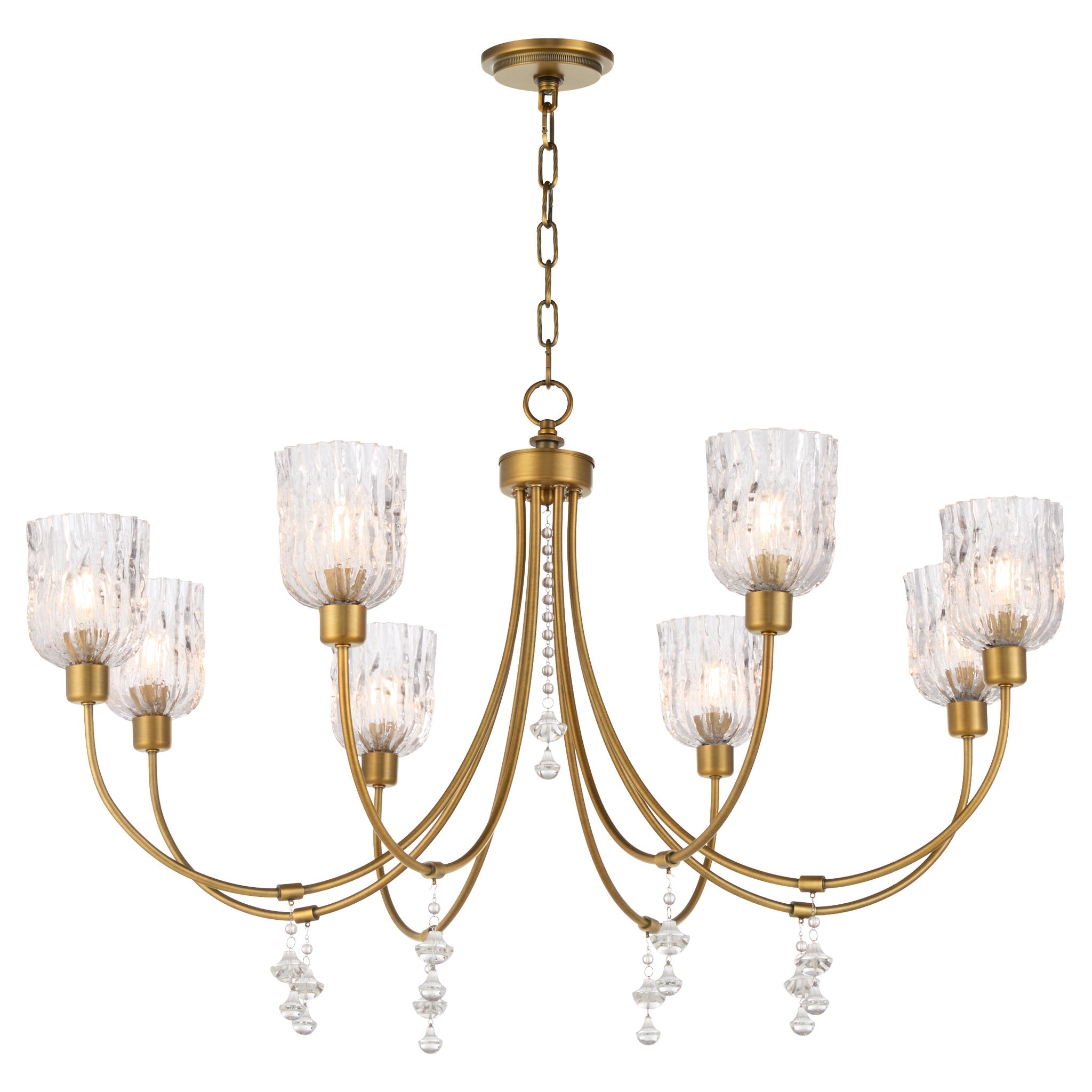 Quorum Meriam 693-8-47 Chandelier, UL Damp Rated, Brushed Brass