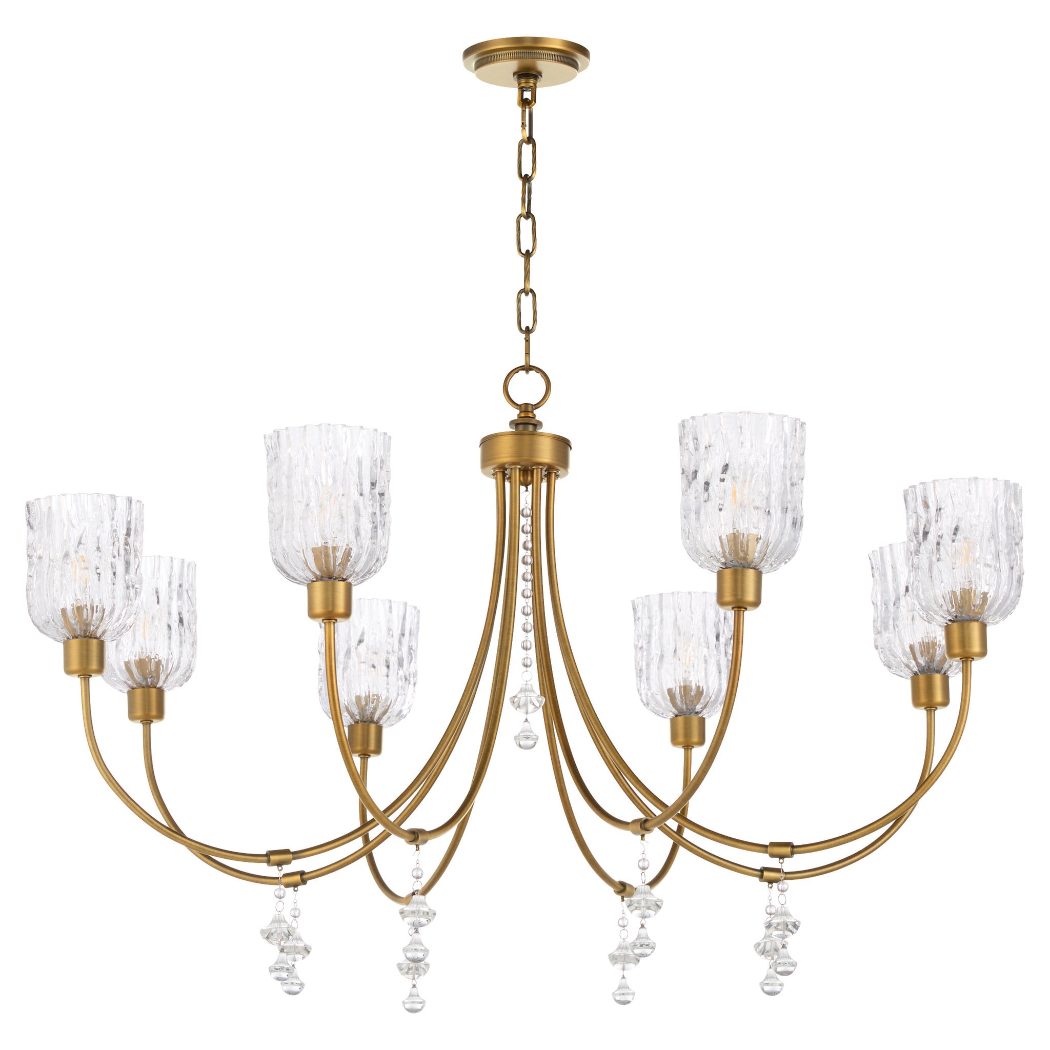 Quorum Meriam 693-8-47 Chandelier, UL Damp Rated, Brushed Brass