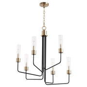 Quorum Helix 695-6-6980 Chandelier - Textured Black W/ Aged Brass