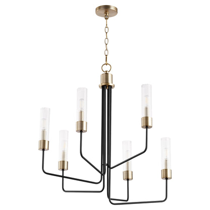 Quorum Helix 695-6-6980 Chandelier - Textured Black W/ Aged Brass