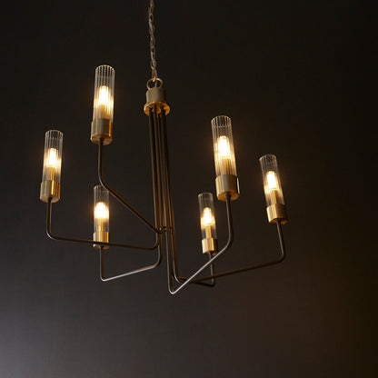 Quorum Helix 695-6-6980 Chandelier - Textured Black W/ Aged Brass