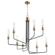 Quorum Helix 695-8-6980 Chandelier - Textured Black W/ Aged Brass