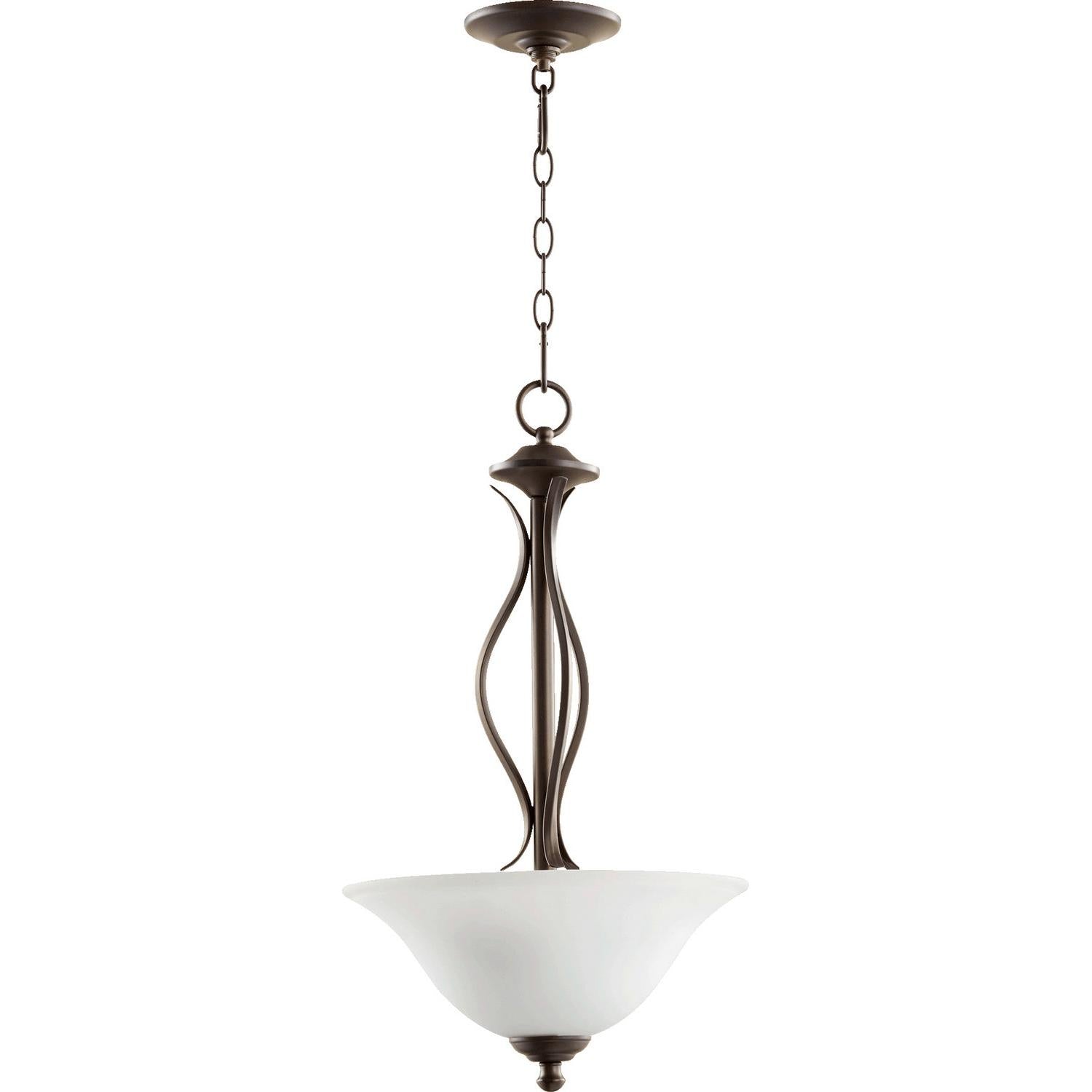 Quorum Spencer 8110-3-186 Pendant - Oiled Bronze W/ Satin Opal