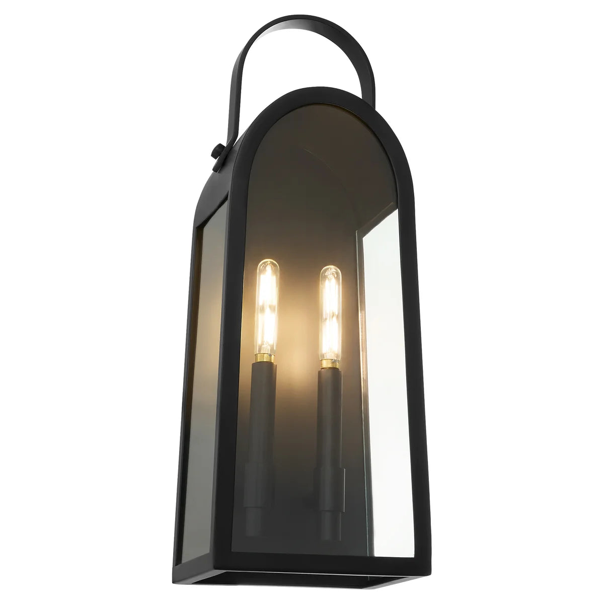 Quorum International ROSSI 72-20-59 Outdoor 20 Inch 2 Light Lantern Sconce with Clear Glass - Matte Black