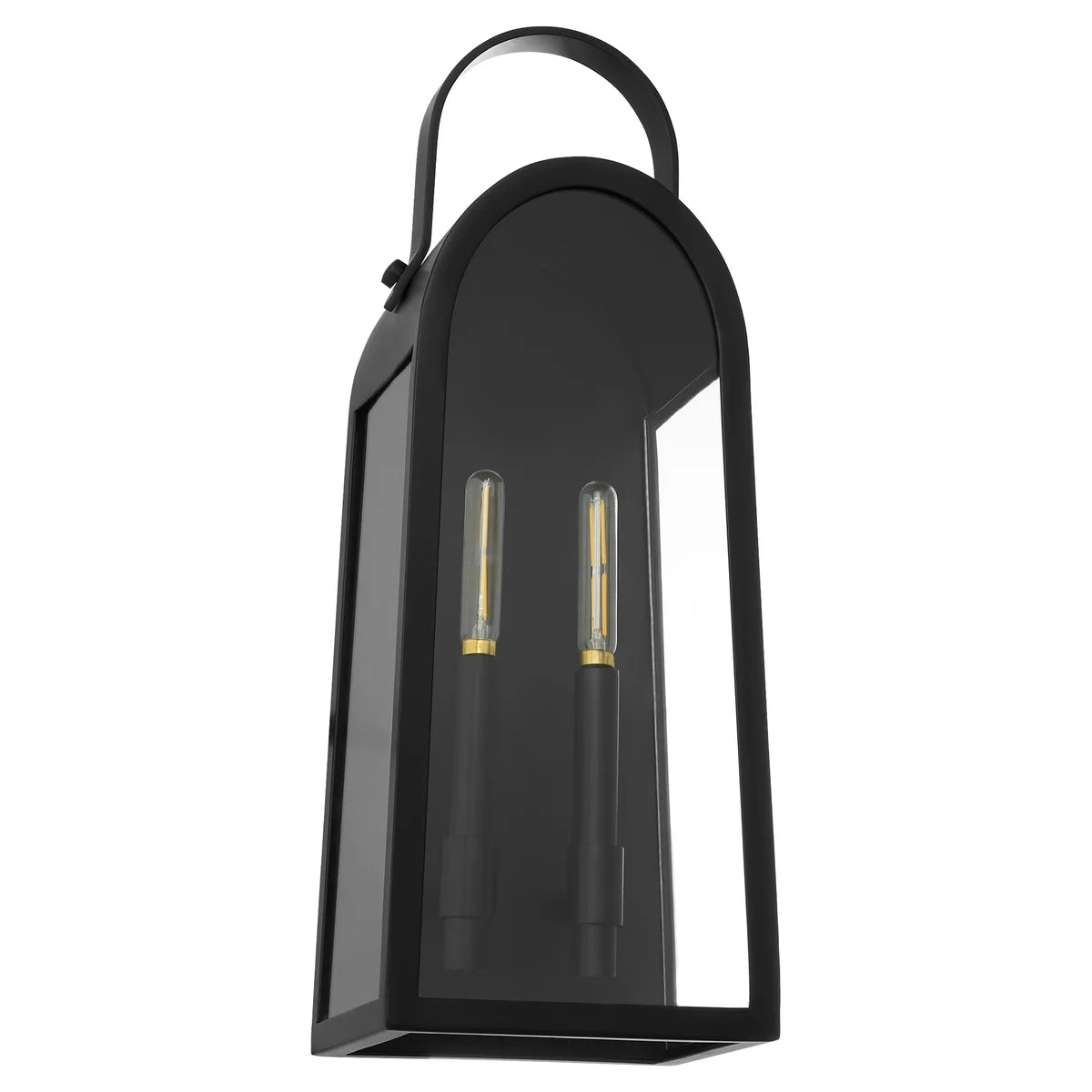 Quorum International ROSSI 72-20-59 Outdoor 20 Inch 2 Light Lantern Sconce with Clear Glass - Matte Black